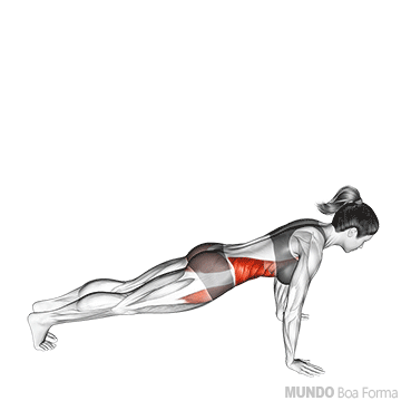 Prancha abdominal com movimento lateral de elevação do braço