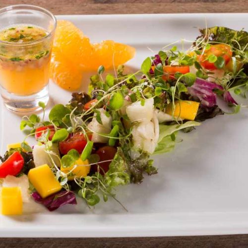 Salada de verduras com fruta
