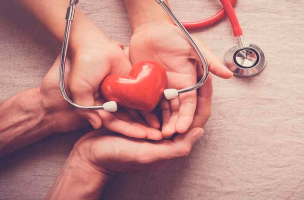 nível de colesterol saúde do coração duas mãos segurando um coração